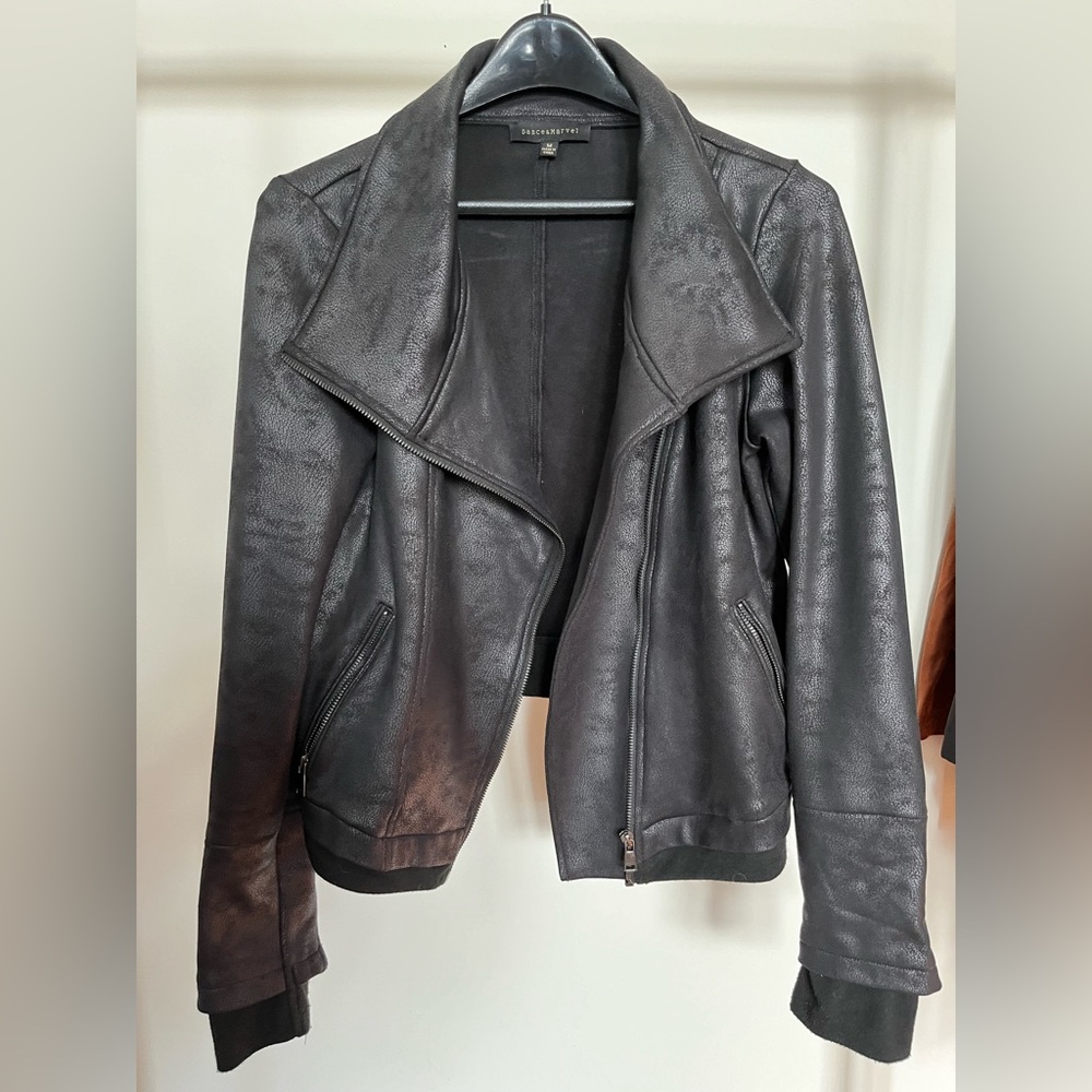 Dance & Marvel Black Faux Leather Moto Jacket